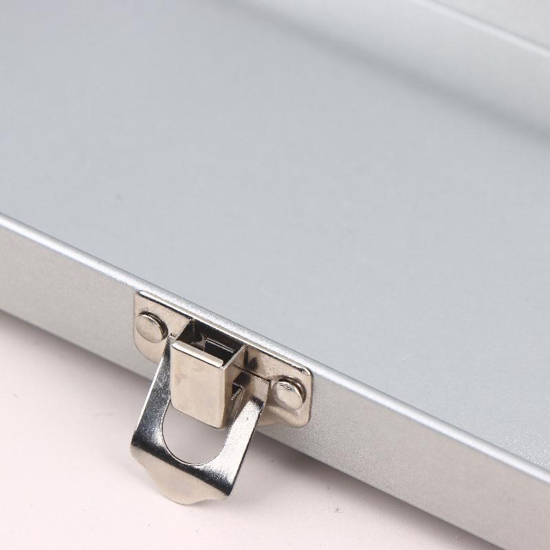 1Pcs Home Office Supplies Durable Silvery Gray Metal Rectangular Box With Lid-Ideal For Bills Cosmetics Storage