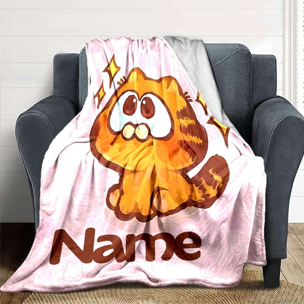 Custom Name Garfield'S Starry Adventure Party Blanket For Couch Bed Plush Cozy Fuzzy Blanket Super Soft Warm Blankets For Fall And Winter 091674