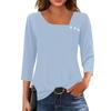 3/4 Sleeve Shirts For Women  Tees Blouses Casual Plus Size Basic Tops Pullover