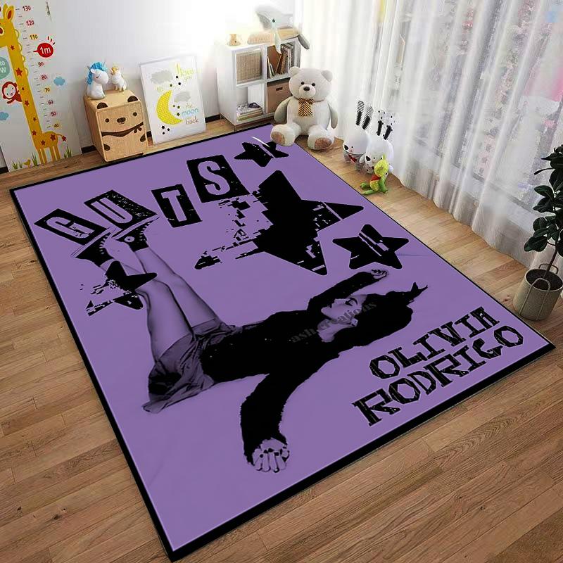 Olivia Rodrigo GUTS Purple Stars Album Poster great for gaming room dorm office studio floor, vintage decorative area rug wall to floor accent