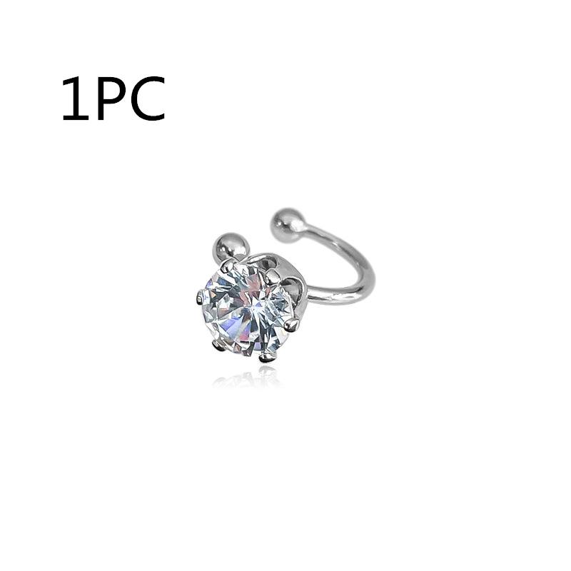 

Trendy Copper Color 6mm CZ Crystal Ear Cuff Non-Piercing Fake Cartilage Clip Earrings For Women Men Punk Creative Friend Zircon