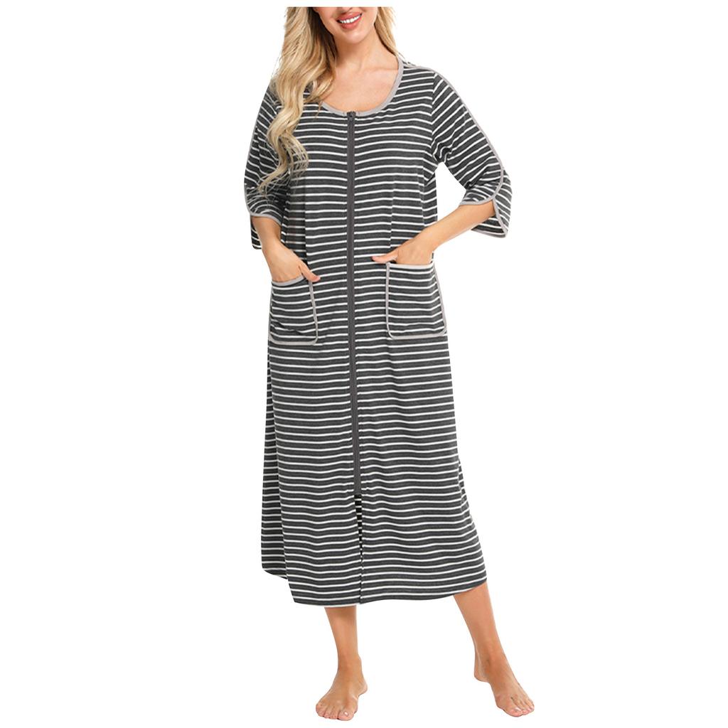 Φόρεμα πουλόβερ με μανίκια τρία τέταρτα με ρίγες