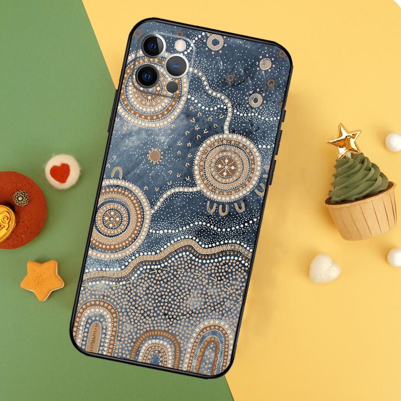 Aboriginal Art Print Funda For iPhone 11 12 13 14 16 15 Pro Max Mini XS Max X XR SE2 7 8 14 16 15 Plus Phone Case