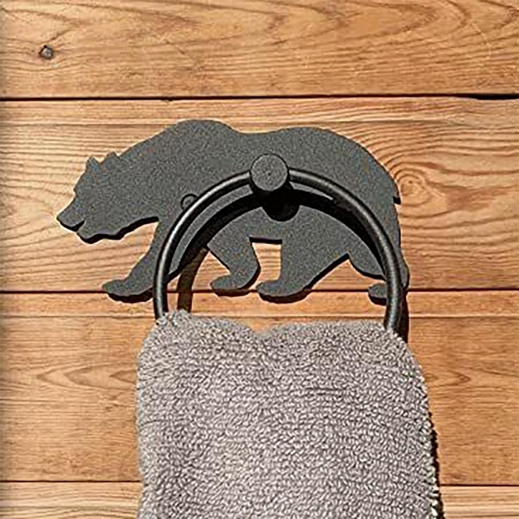 Bear Towel Ring Towel Holder Bathroom Wall Mounted Metal Wall Mounted Towel Ring Metal Hand Towel Holder Wall Decor for Kitchen Home Hanging Decor