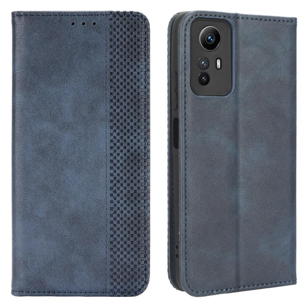 

Magnetic Closing Leather Case for Xiaomi Redmi Note 12S 4G,Stand Wallet Retro Phone Cover Blue