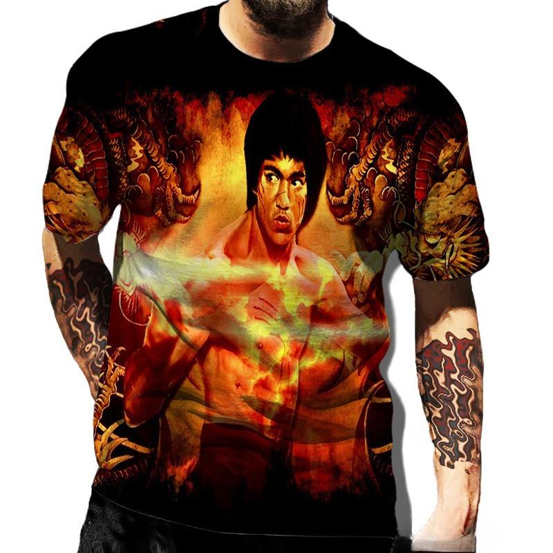 Modisches Herren-Rundhals-Kurzarm-3D-Casual-Farbprint-Casual-Kurzarm-Rundhals-T-Shirt