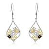Charm Female Bee Animal Flower Drop Earrings Cute Trendy Bridal Silver Color Dangle Wedding  For Women