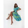 Printed Waist Dress Women's Clothing Summer Fashion Style Fashion Temperament Printed Short Sleeve V Neck Dress