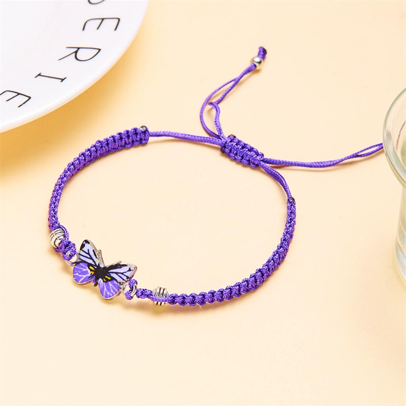Bohemian Butterfly Handmade Braided Rope Bracelet for Women Girls Dainty Butterfly Adjustable Woven Chain Party Jewelry Gift