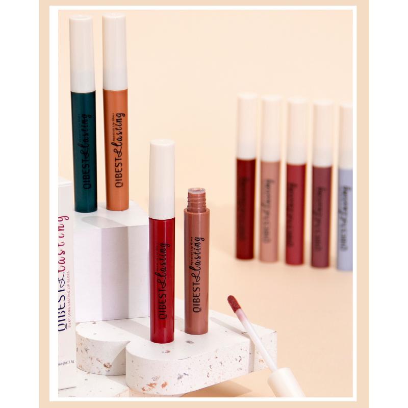 QiBest Non-Stick Lip Glaze Matte Matte Liquid Lipstick Non-Fading Lip Gloss