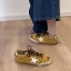 Cowhide Version~ Retro Color Polishing and Old Star Board Shoes, Small Dirty Shoes, Flat-soled German Training Shoes, Women's Round Head Casual S