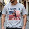 Living In America Graphic T Shirt Retro American Flag USA Patriotic Tee Unisex Unisex Soft Cotton Crew Neck Short Sleeve Casual