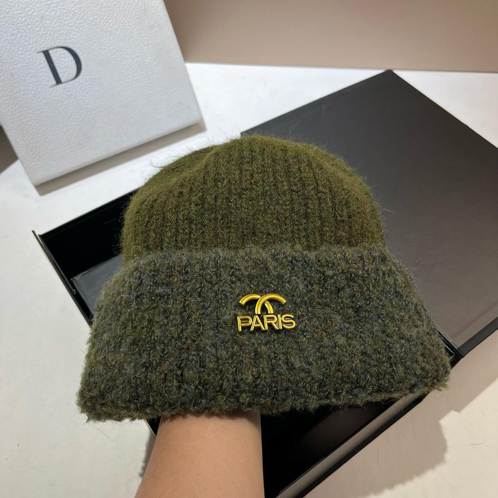 Xiaoxiangfeng French Two-Color Thickened Warm Wool Hat Hyunya Wind Contrasting Color Wool Blend Knitted Hat