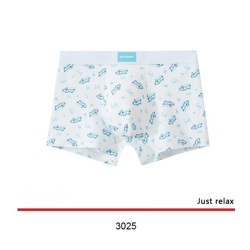 Men's Summer Cartoon Print Breathable Mid Waist Flat Angle Briefs
