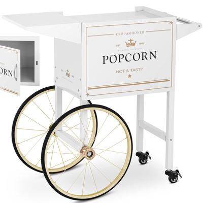 Popcorn Machine Base Trolley with Retro Cabinet 51 X 37 Cm White Gold