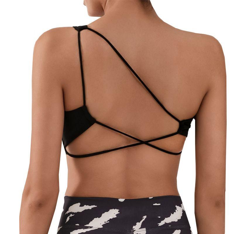 

Export New Arrival with Chest Pad Sports Fitness Vest Beauty Back Running Seamless Open Back Quick-Drying Bra Bra Tops Women Black L