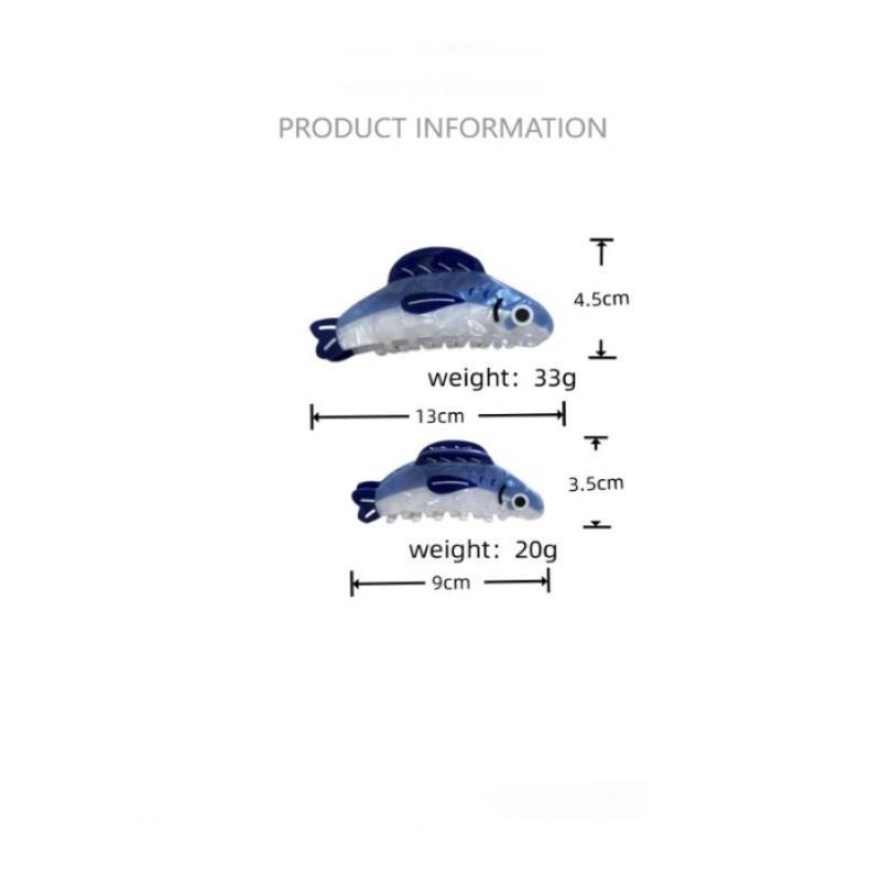Creative Blue Sardines Hair Claw Clip Cartoon Non Slip Hairpin Lightweight Acetate Hair Barrettes
