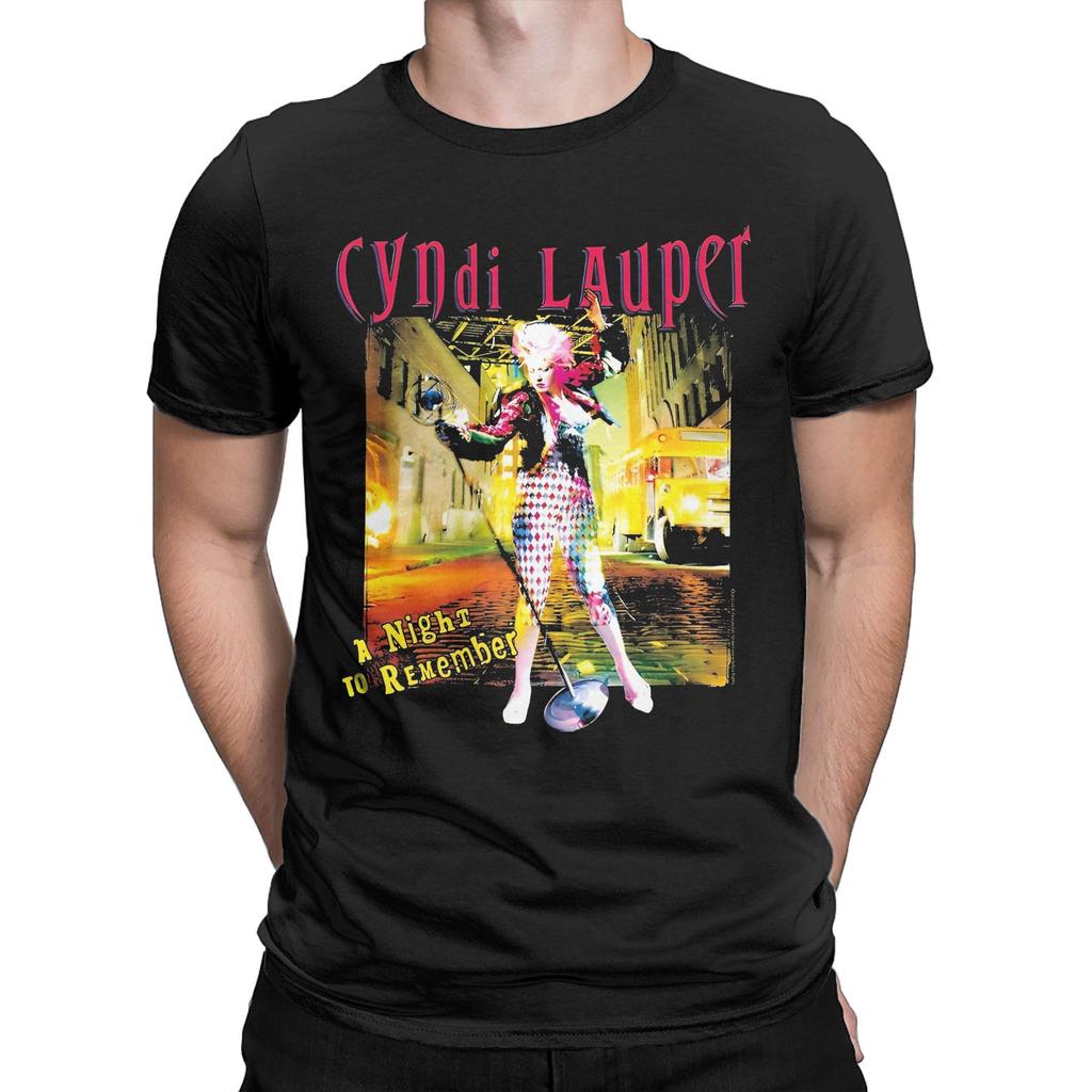 Herren Cyndi Lauper Sänger Tour T-Shirts Sie ist so ungewöhnlich Baumwollkleidung Verrückte Kurzarm Rundhals T-Shirts Einzigartige T-Shirts