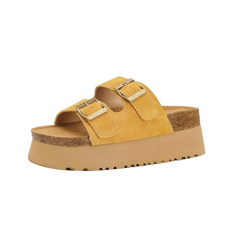 Cowhide Version Cm Heightened Thick-soled Small Slippers Women's Summer Wear Casual Non-slip Soft-soled Cool Slippers