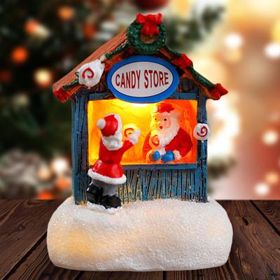 Glowing Candy Store Desk Ornament Artwork Decorative Adornment Christmas Little House Resin Xmas