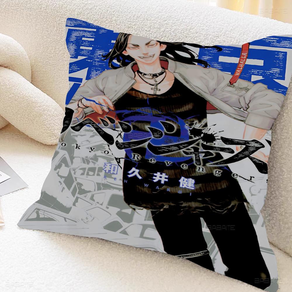 Anime Tokyo Reve Nger Pillow Covers Cartoon Sofa Decorative Home Double-sided Printing Short Plush Cute Cushion Cover