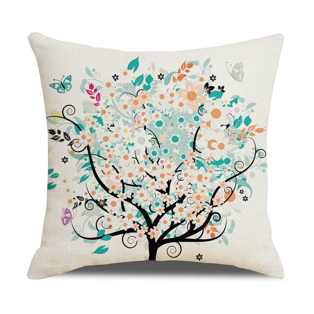 New Household Products Oil Painting Love Tree Linen Pillowcase Gift Sofa Bedroom Cushion Waist Pillowcase