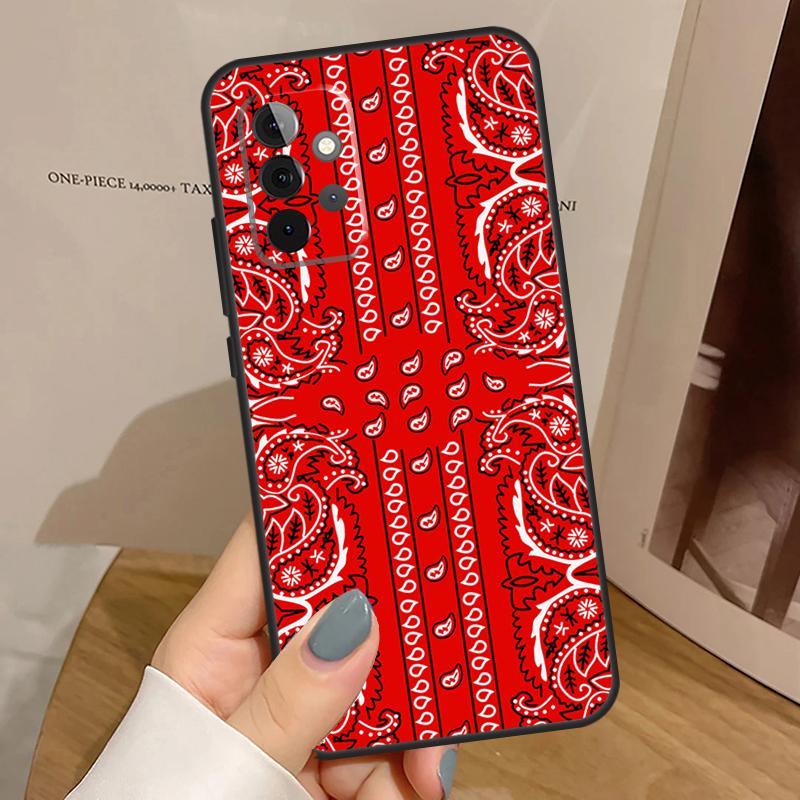 Red Bandana Paisley Funda For Samsung Galaxy A15 A25 A35 A55 A52 A32 A12 A14 A34 A54 A51 A71 A53 A13 A33 Case