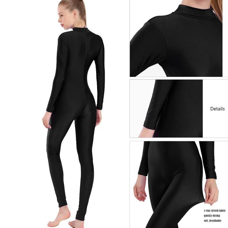 Nylon Long Sleeve Bodysuit for Gymnastics, Yoga, and Dance