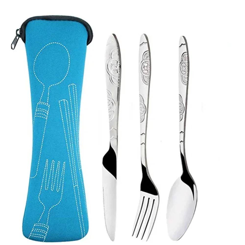 Picnic Set Tableware Washable with Zipper Travel Cutlery Kit Case Portable Pouch for Dinner Household Tool Travel Camping Spoon