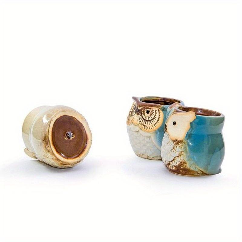 1Pc Personality Succulents Flower Pot Owl Animal Small Flower Pot Creative Cute Thumb Pot Ceramic Hole