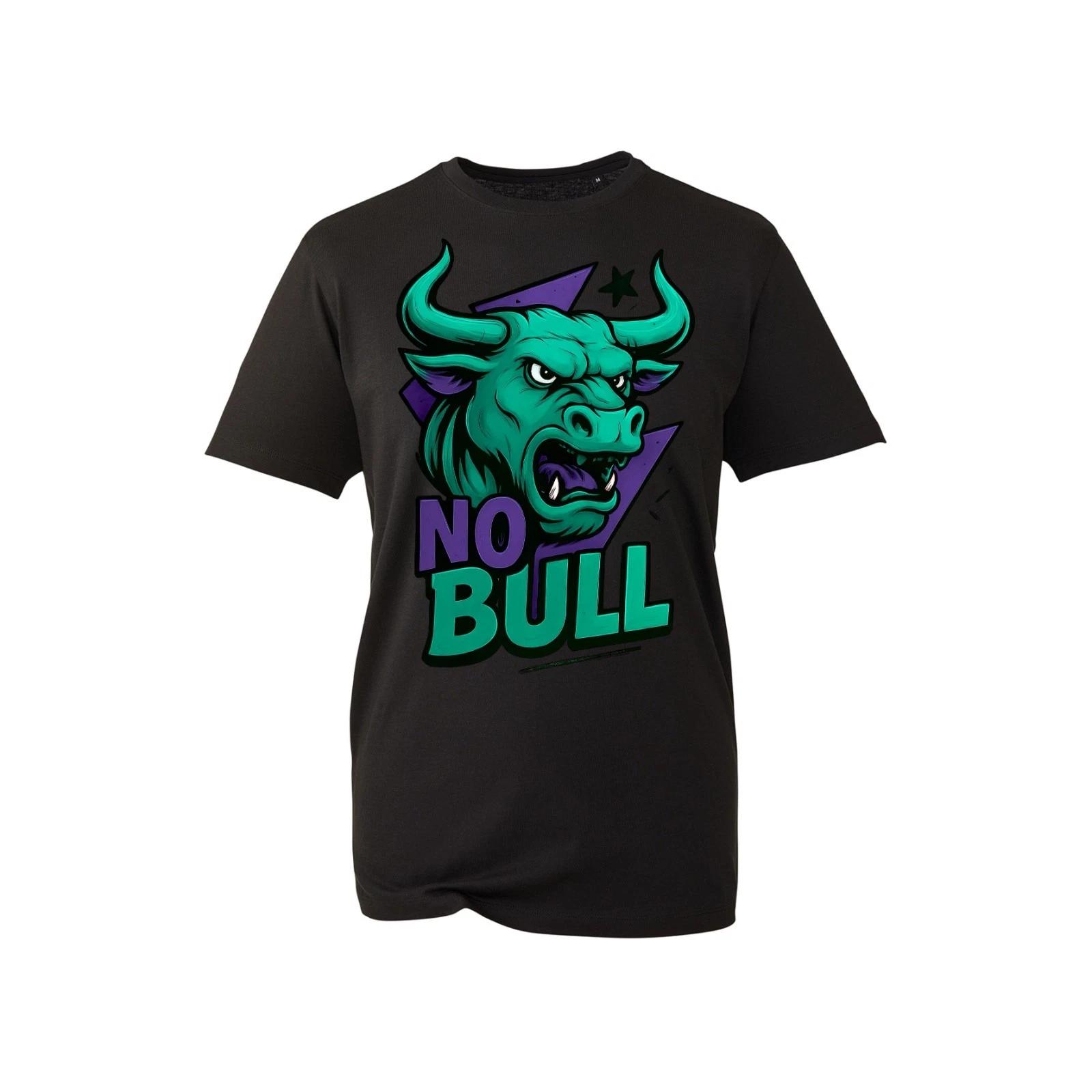 No Bull Statement T-shirt – Fierce Bull Face Graphic – Funny Bold Typography Tee S
