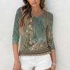 3/4 Sleeve Shirts For Women Cute Print Graphic Tees Blouses Casual Plus Size Basic Tops Pullover