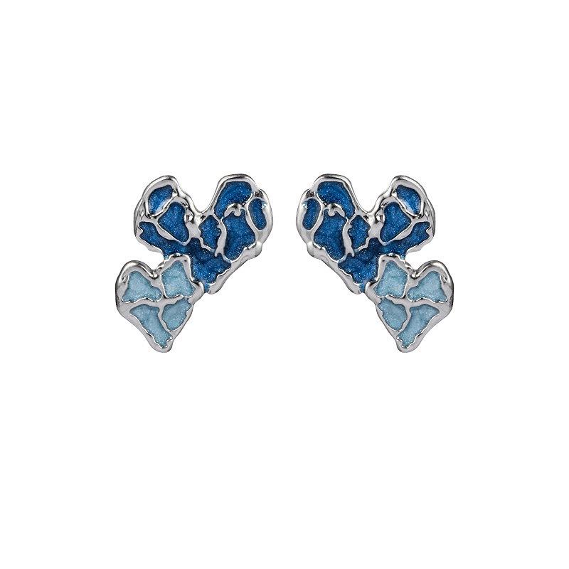 

Водянисто-голубые эмалевые серьги-капли в форме сердца в стиле французского ретро - Элегантный дизайн высокого класса с простым соблазном.