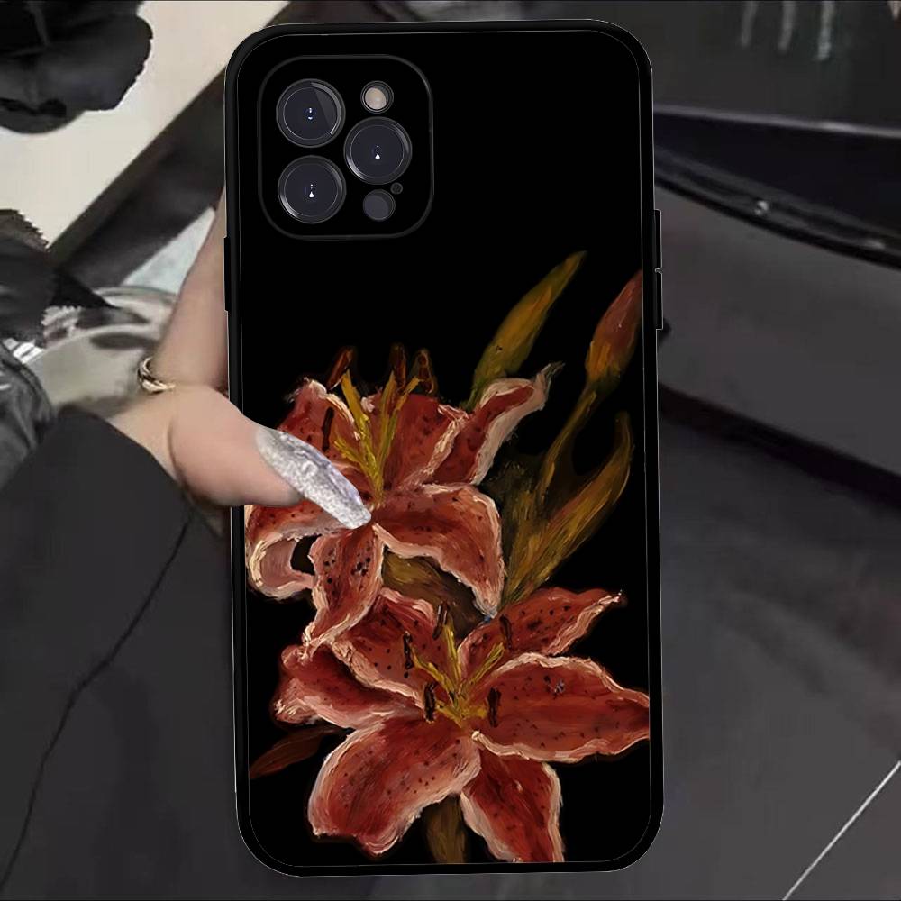 Painting Lily Flowers Phone Case For IPhone 17 16 15 14 11 12 13 Mini Pro XS Max Plus Funda Shell