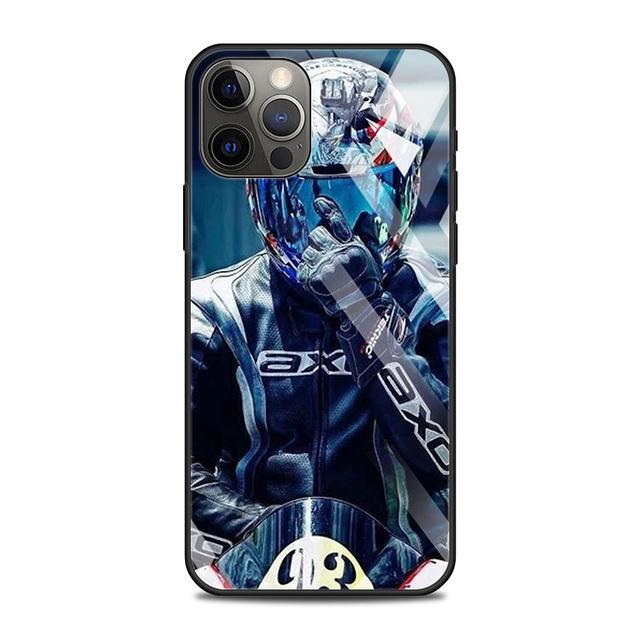 Custodia in vetro temperato per moto da cross e sport per iPhone 12, 11 Pro Max, 13, 12 Mini, Fundas X Xr Xs Max, 8, 7, 6s Plus, Shell Fundas