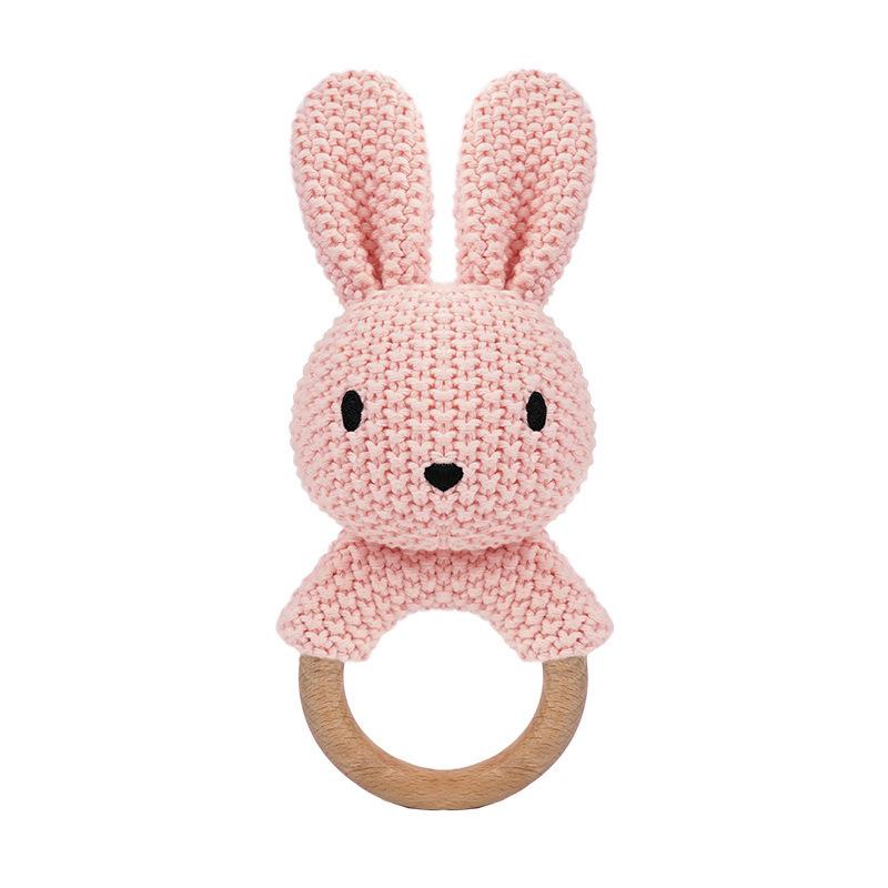 

Knitted Cross-Stitch Plush Animal Doll - Cute Rabbit & Bear Companion 14cm