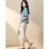 D.F.DEAR Women's New Chinese Style Embroidered Shirt & Capri Set