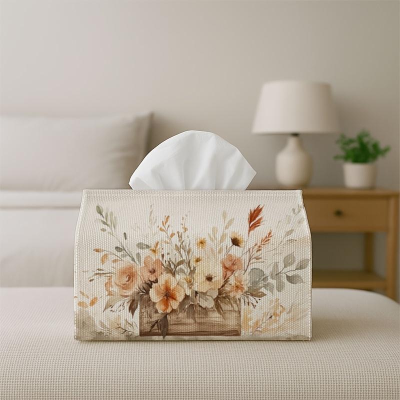 1pc Romantic Botanical Boho Tissue Box Holder - Dried Floral ArranSynthetic Gemstoneent, Perfect for Living Room, Dining Room, Bedroom, Bathroom, Bar,
