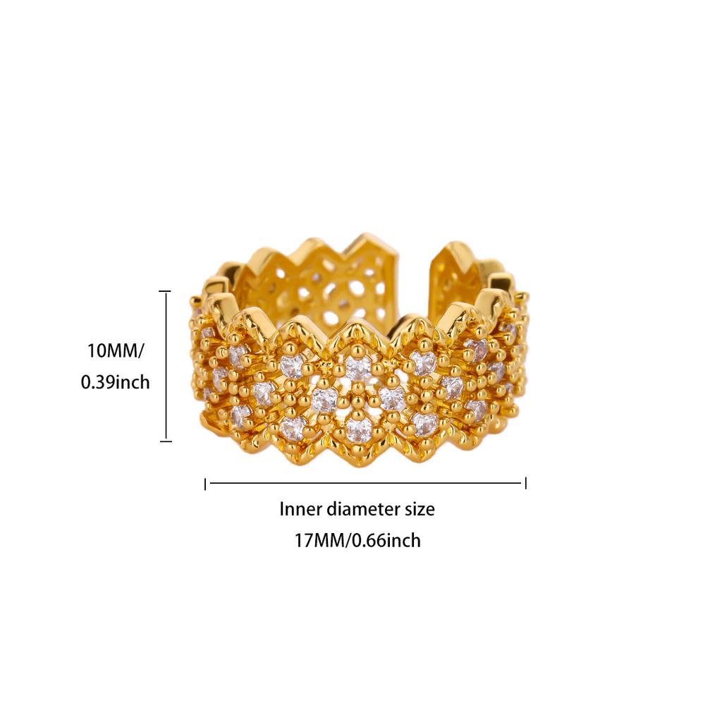 Luxury Zircon Ring For Women Gold Plated Stainless Steel Geometric Ring Hypoallergenic Wedding Christmas Jewelry Gift