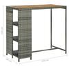 Bar Table with Shelf Grey 120 X 60 X 110 Cm Poly Rattan