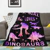 Pink Purple Cartoon Dinosaur Pattern Blanket Flannel Soft Comfortable Home Blanket Blanket Birthday Gift