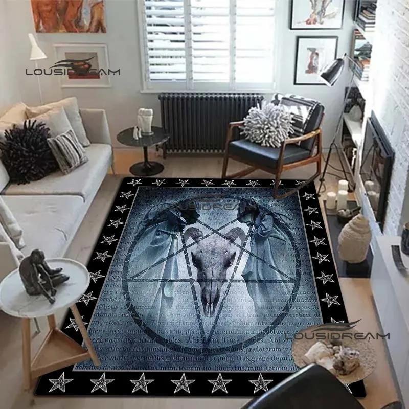 Devil Satan Lucifer Sacrifice Carpet and Rug Goat Baphont Rug Living Room Bedroom Area Carpet Study Porch Bedside Non-slip Mat