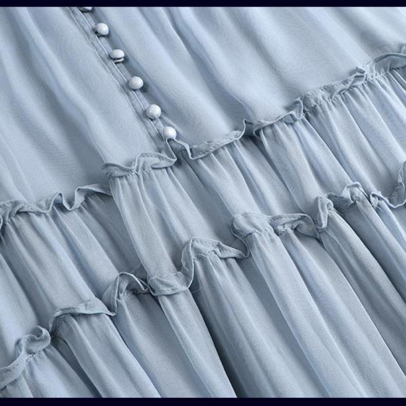 Women's Spring and Summer Round Neck Plus Size Loose Temperament Thin Medium-length Skirt