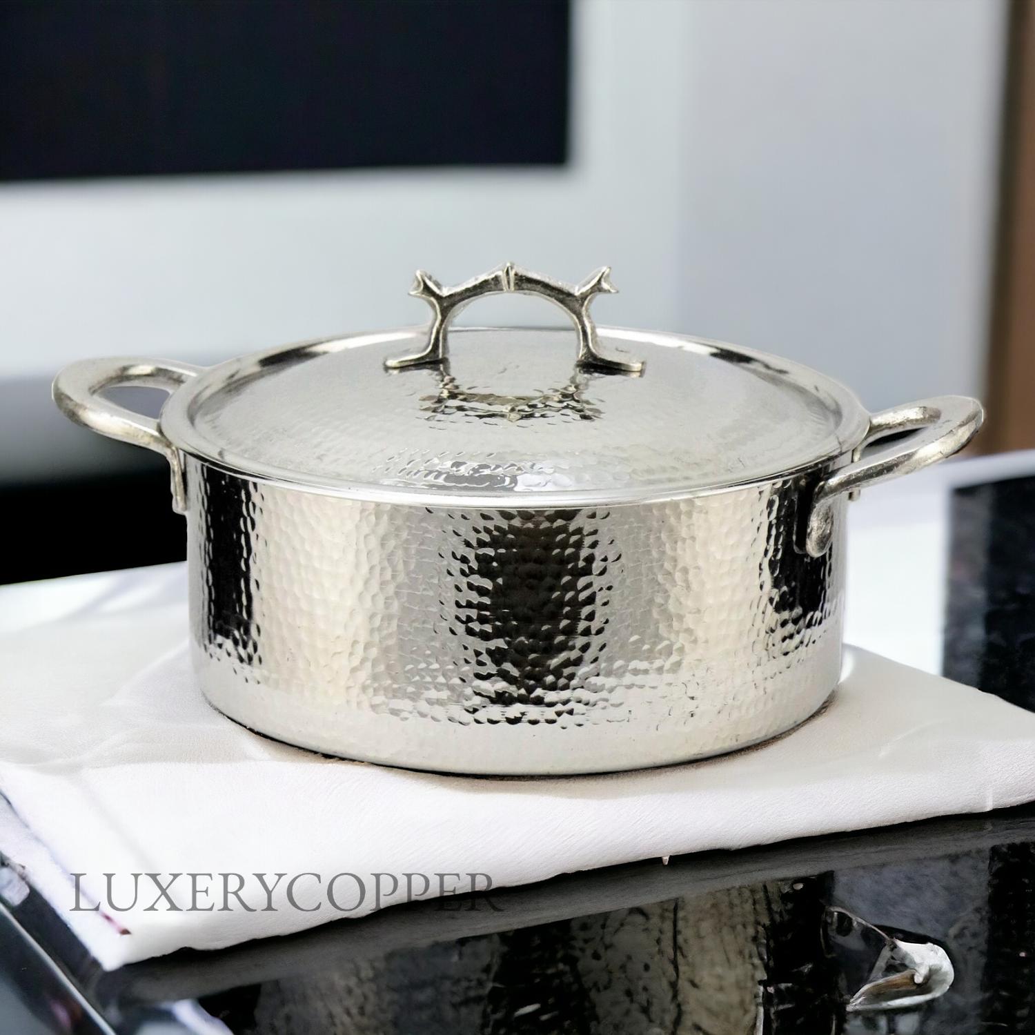 

Nickel Hand Hammered Deep Copper Pot 21 cm