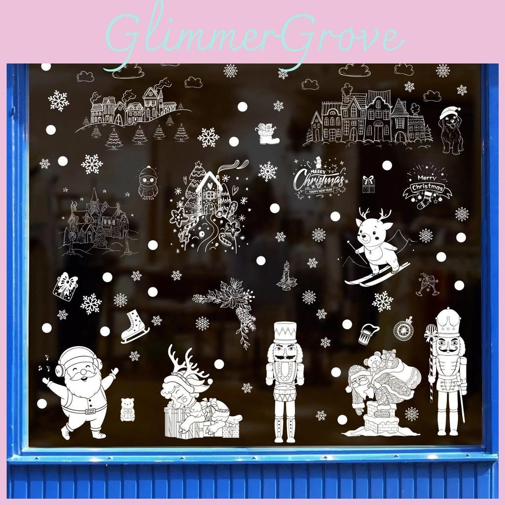 Holiday Pvc Window Sticker With Snowflakes Santa Snowmen For Christmas Decor