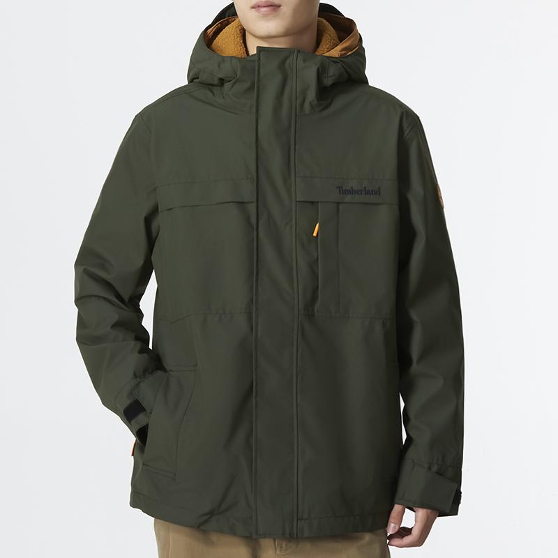 Timberland Solid Color Three-In-One Windproof Sports Casual Hooded Jacket Men Jackets Green A696H-U31