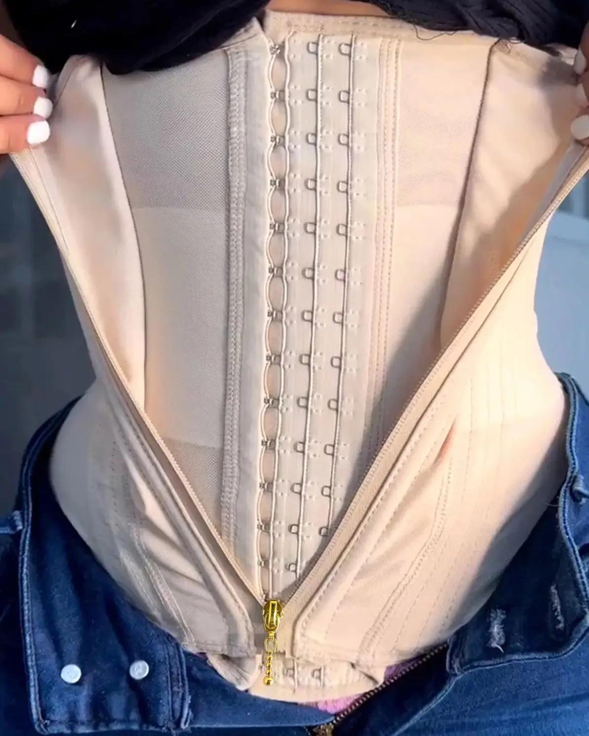 Fat Burning Tummy Waist Trainer Zipper Control Three Belt Waist Shaper Trainer Slimming Belt Waist Trimmer M