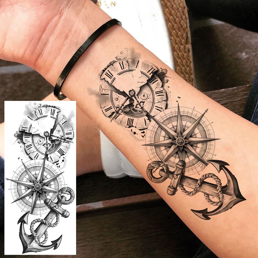 1 Sheet Geometric Planet Mountains Temporary Tattoos For Women Men Forearm Foot, Waterproof Long Lasting Realistic Tatoo Sticker