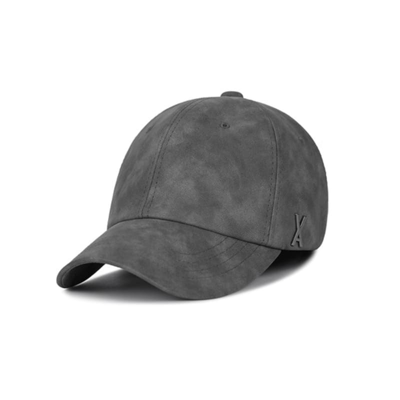 VARZAR VA Studded Vegan Leather Ball Cap Charcoal