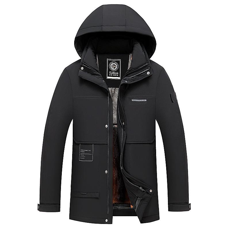 

Goose down men s down clothes winter new thickened hooded jacket extremely cold M